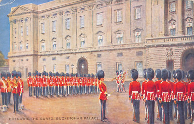 POSTKARTE - LONDON - WACHEWECHSEL IM BUCKINGHAM PALACE - VERSCHICKT 1950