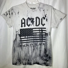 AC/DC Back in Black 1980 Patriotic, Tie-Dyed US Tour T-Shirt. Adult  Size-Small