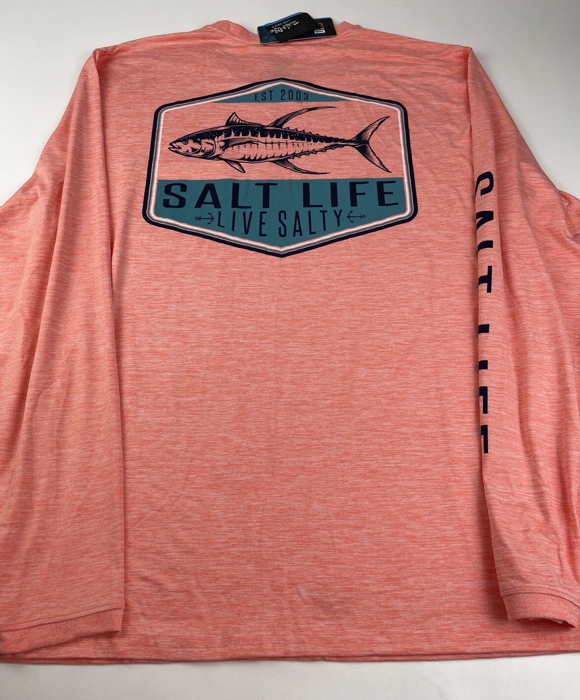 Salt Life Men's XL SLX UVapor Performance Fabric Long Sleeve Coral