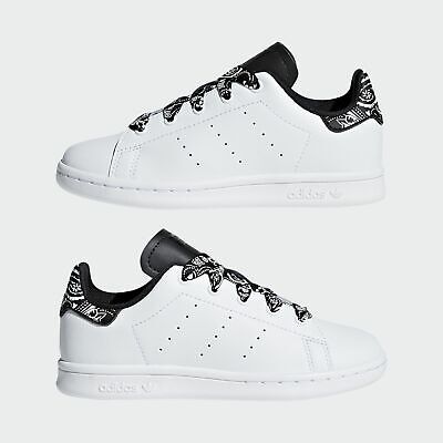 SCARPE DA BAMBINO ADIDAS STAN SMITH BIANCO NERO CG6565 LACCI disegnati  NUOVE | eBay