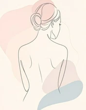 Digital Minimalist Line Art Woman Portrait - Modern Abstract Wall Art Print