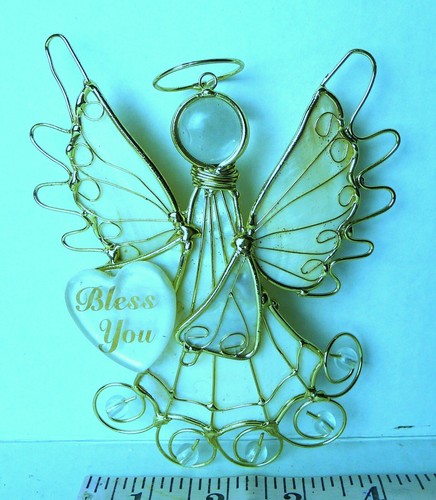 Angel Gold Metal and Shell with Glass Christmas Holiday Ornament Vintage 1998 - Picture 2 of 6