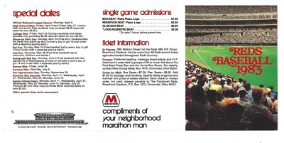 CINCINNATI REDS SCHEDULE / 1983 | eBay