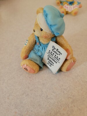 Cherished Teddies Cub E. Bear ''Bear with Newspaper'' - 1995 Membership Figurine.