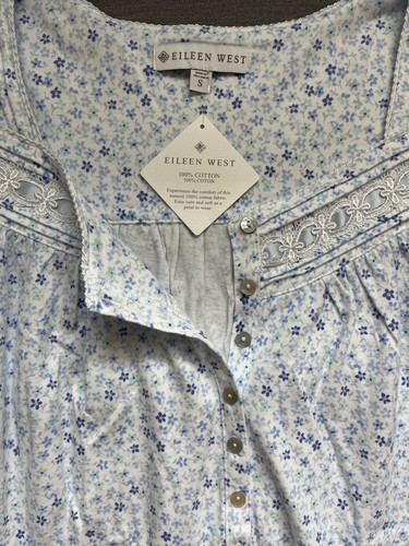 Eileen West Women's Cotton Ditsy Floral Nightgown NWT Size S - Picture 6 of 6