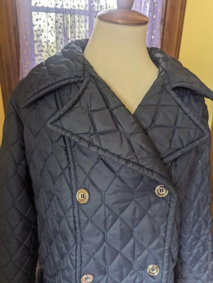 Chaqueta acolchada Montgomery Ward vintage años 80 azul oscuro para mujer talla 18 1/2 grande Foto 2 de 4