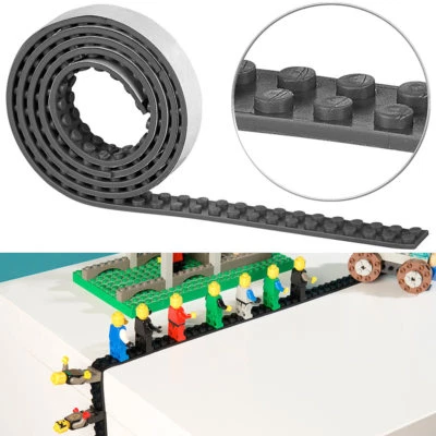 infactory Selbstklebendes Spielbaustein-Tape für gängige Systeme, 1 m, schwarz