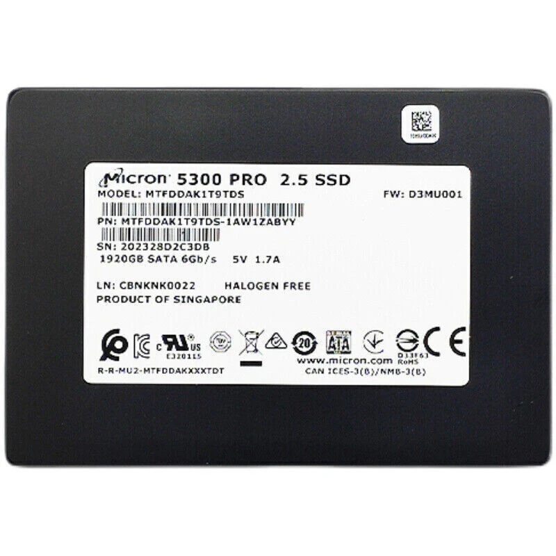 Micron 5300 PRO 1,92TB SSD SATA 6Gb/s Solid State Drive MTFDDAK1T9TDS-1AW1ZABYY