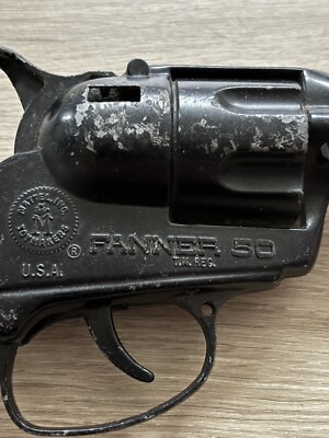 VINTAGE MATTEL FANNER 50 WORKING CONDITION BLACK TOY CAP GUN | eBay