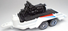 2022 MATCHBOX MBX CYCLE TRAILER WHITE 1:64 DIECAST TRAILER W/ BLACK MOTORCYCLE
