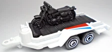 2022 MATCHBOX MBX CYCLE TRAILER WHITE 1:64 DIECAST TRAILER W/ BLACK MOTORCYCLE