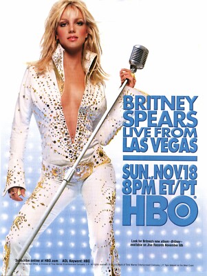 2001 VINTAGE PRINT AD - HBO BRITNEY SPEARS LIVE FROM LAS VEGAS HBO