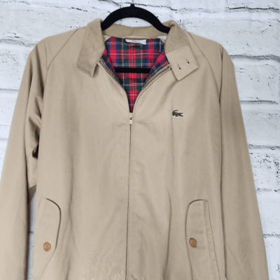 Izod Lacoste Men's Bomber Jacket Size S Plaid Lining Full Zip Mock