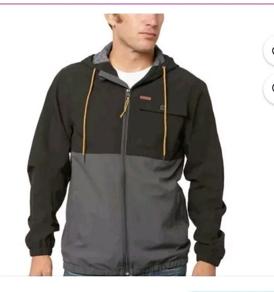 NWT VOYAGER Men’s Windbreaker Jacket Full Zip Gray Black METEORITE Size M