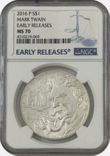 :2016-P $1 Mark Twain Commemorative Silver Dollar NGC MS 70 Rarity R3 Top-Pop