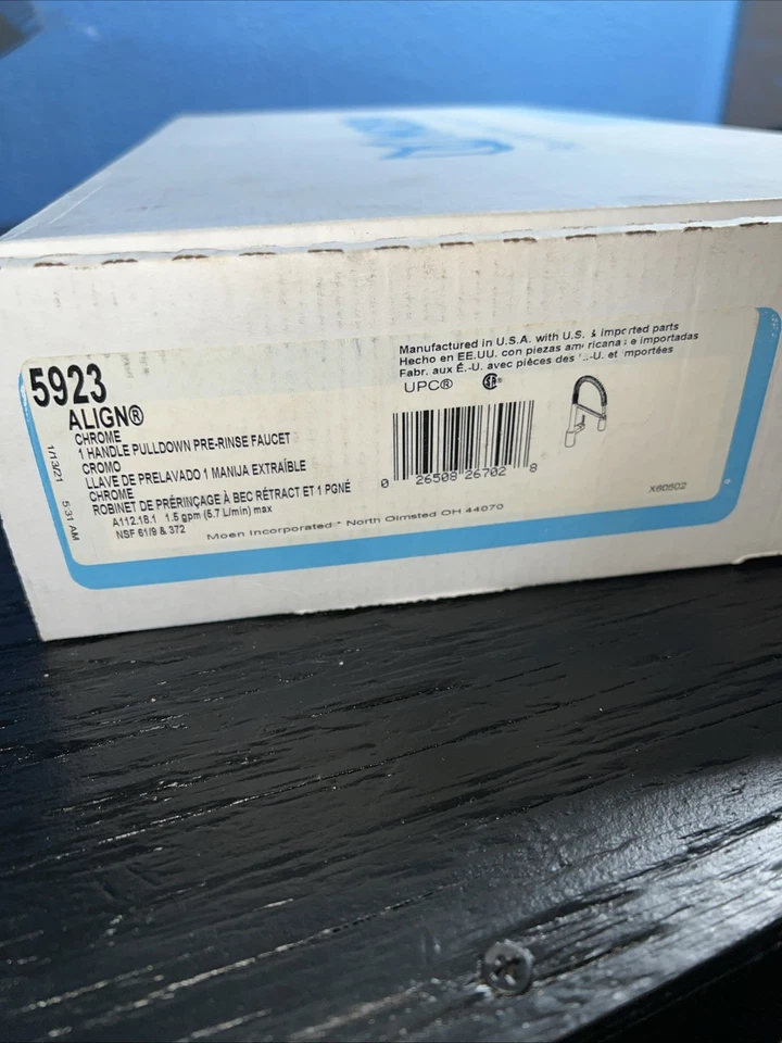 Grifo de cocina MOEN 5923 Align 1 mango preenjuague resorte extraíble acabado cromado Foto 4 de 4