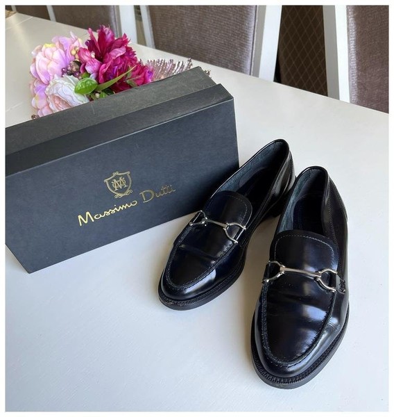 Women Massimo Dutti Loafers Black Leather 36