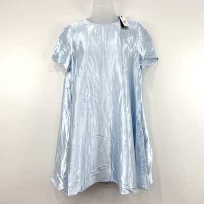 Banana Republic Dress Womens XS Cirrus Blue NWT Aurelia Satin Trapeze Mini