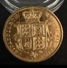 1872 Queen Victoria Young Head Gold Half Sovereign &mdash; Shield Reverse, Die No.249