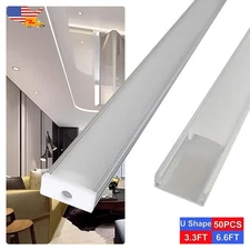3.3FT/1M 50Pack U Type Led Aluminum Profile With Milky Cover For Led Strip Light