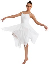 Women Modern Lyrical Dress SleevelessTank Dance Ballet High-Low Mesh Skirted
