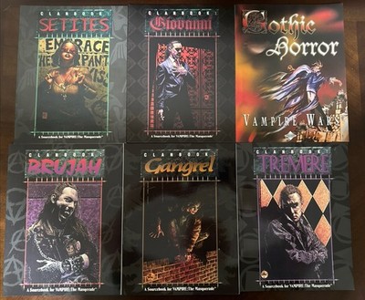 6 LOT Clanbook Sourcebook For Vampire the Masquerade RPG Plus Gothic Horror Wars