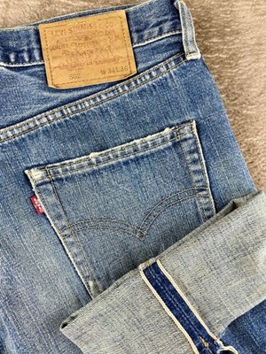 Vintage Levis 502XX Mens Jeans Big E Selvedge Redline Japan Made 90s Distressed