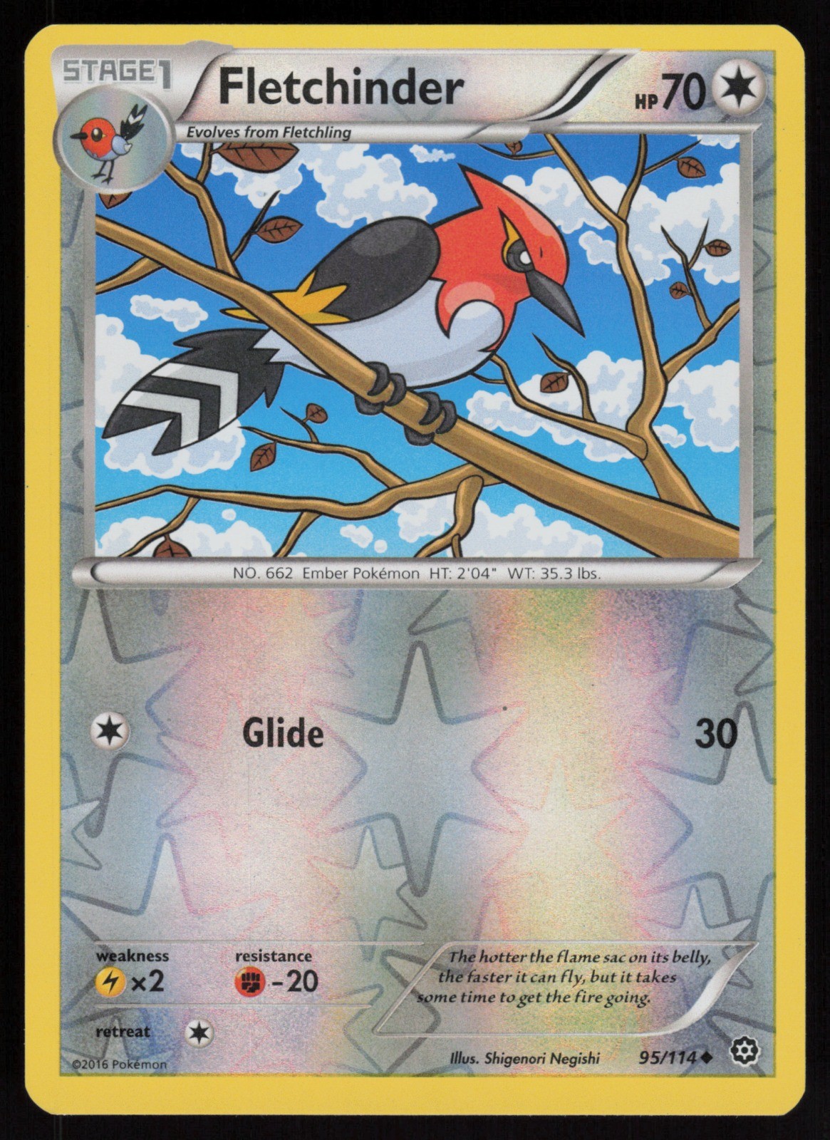 Reverse Holo Fletchinder 95/114 XY - Steam Siege Pokemon TCG Card