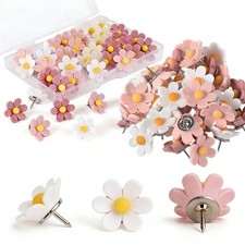 50 Pcs Flower Push Pins Cute Decorative Colorful Floral Thumb Tacks,Flower De...