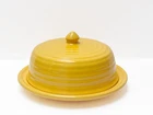 VINTAGE Bauer Yellow Pottery Ring Ware Round Butter Dish with Lid
