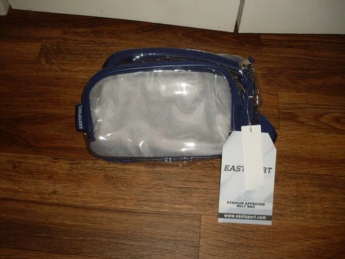 Eastport Stadium Approved Clear Belt Bag Navy Blue Trim NWT