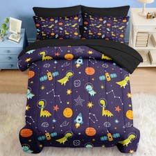 Comforter Set Twin Size, Space Astronaut Dinosaur 5 Pcs Bedding for Kids and ...