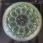 Vintage Indiana Glass Chantilly Tiara Green Saw Tooth Deviled Egg Platter 12" — photo 6