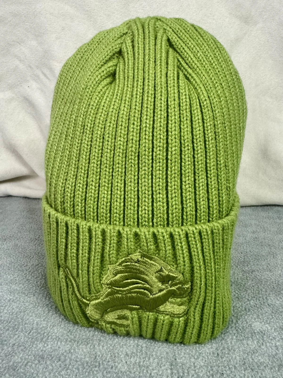 detroit lions neon green beanie nfl knit winter hat fleece lined cap