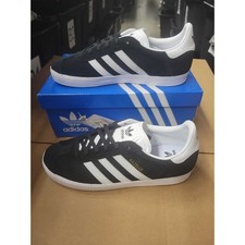 NWT Adidas Unisex Originals Kids Gazelle Black/White/Gold-SZ 5.5 Big Kid