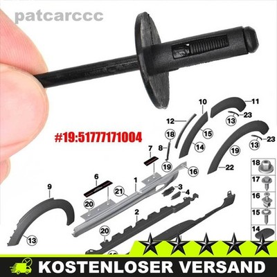 100X Spreizniete Radkasten Radlauf Kotflügel Clips für BMW X3 X5 X6 51777171004