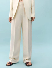 Victoria Beckham X Mango Cream  Straight Leg Trousers UK12  BNWT