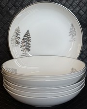Fukagawa Japan Arita Silver Tree  224 Set Of 6 Salad Bowls Hand Painted
