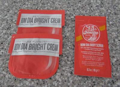 3 pc Sol de Janeiro Bom Dia Bright Body Cream Scrub Travel packets SET