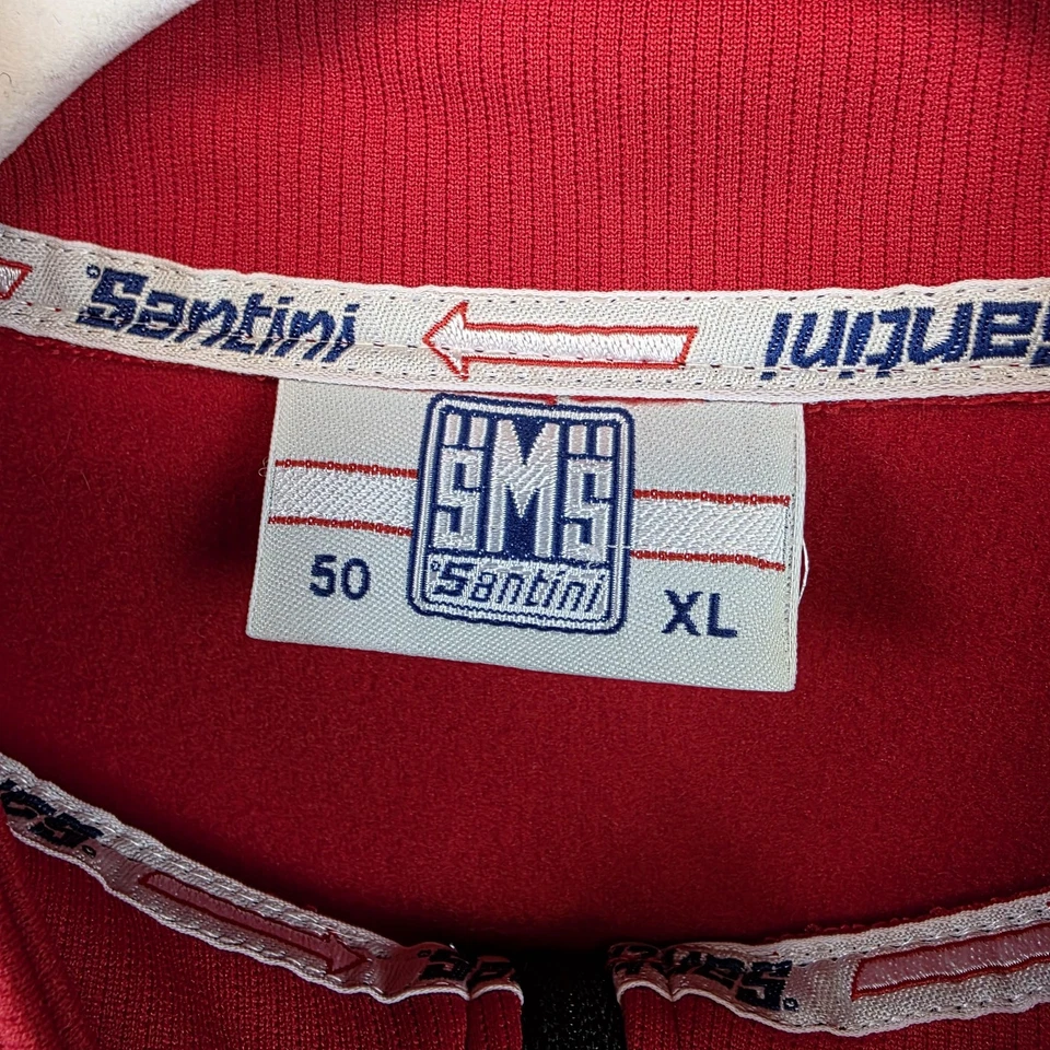 Santini SMS Cycling Jersey Mens XL 50 Red Full Zip Long Sleeve Made Italy - Image 3 of 4
