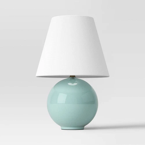 Blue Round Table Lamp with Tapered Shade - Threshold