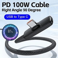 90 DEGREE Right Angle USB Type C Fast Data Sync Charger Charging Cable Lead Wire