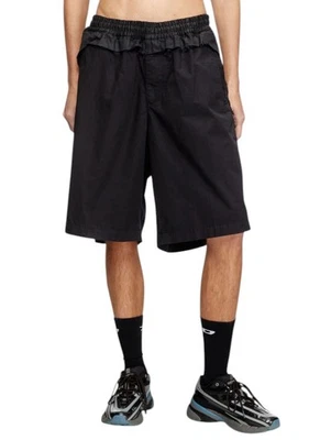 DIESEL P-Gustaf Bermudas Hombre XL Negro Algodón Relajado Con Bolsillos - Imagen 1 de 4