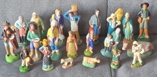Lot De 21 Ancien Santon Pour Crèche En Plâtre Ou Argile De 3cm À 12cm De Hauteur