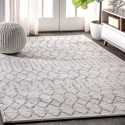 Durable 3x5 Cream Gray Area Rug Pet Friendly Low Pile Stain Resistant Soft