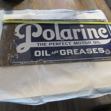 VINTAGE PORCELAIN DBL SIDED SIGN POLARINE PERFECT MOTOR OIL & GREASES 12 X 26
