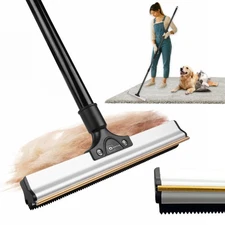 2025 Dual-Edge Carpet Rake for Pet Hair Removal & Fluffing Matted Carpet – 61...