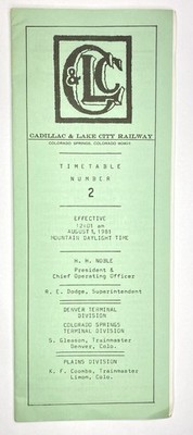 C&LC Railway Cadillac & Lake City RR Employee Timetable 2  August 1981 ETT Train