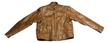 Vtg Kawasaki Cyclewear Brown Leather Motorcycle Jacket Sz 42 USA Quilted Lining