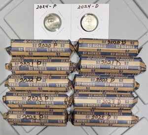 10 Solid Date Nickel Rolls P/D From 2020 To 2025 (No 2024 Rolls)